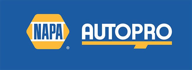 NAPA AUTOPRO logo featuring a blue background with yellow and white text.